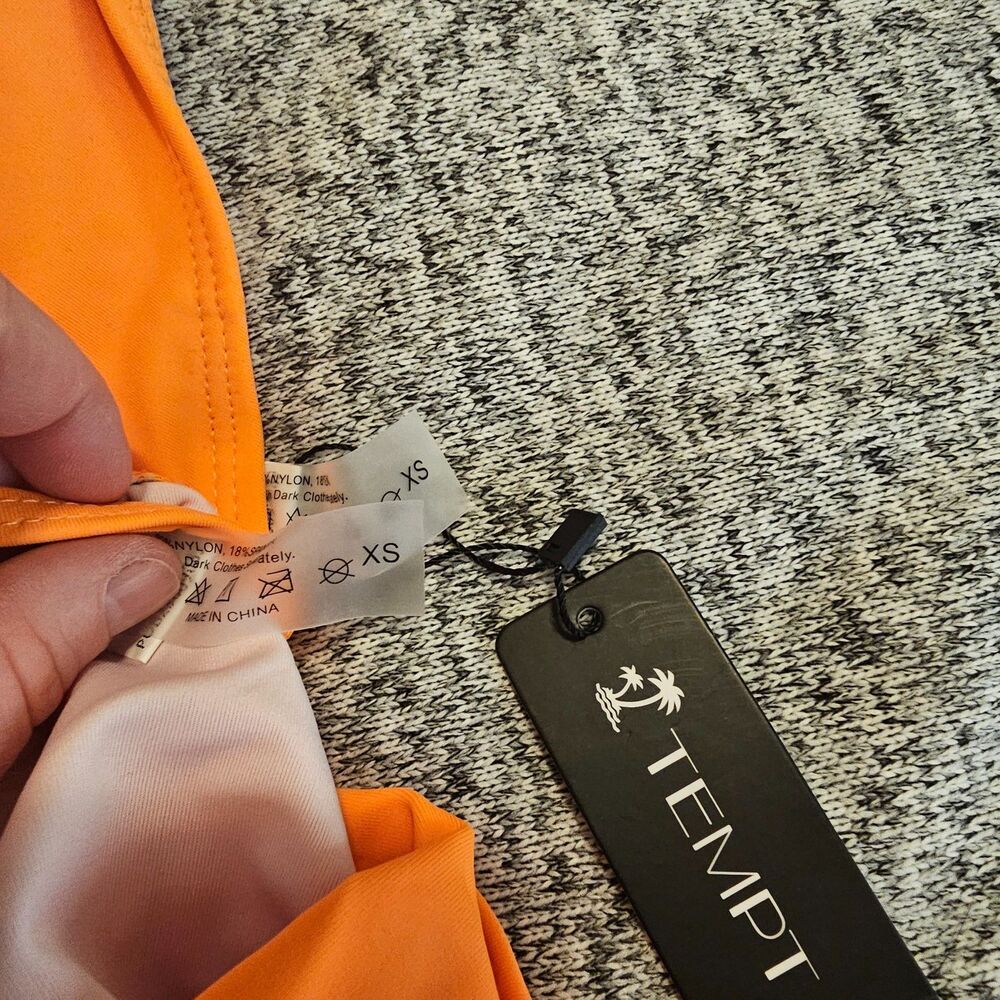 Two Piece Bikini Set Women's Sz XS -Orange Adjustable Ties Sexy Bathing Suit NWT - Picture 3 of 9